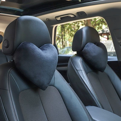 Neck Pillow, Heart-Shaped Car: Headrest - black-pair