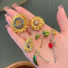 Sunflower Brooch Sunflower Pin Enamel Glaze Flower Badge Plant Flower Clothes Bag Accessories Dress
