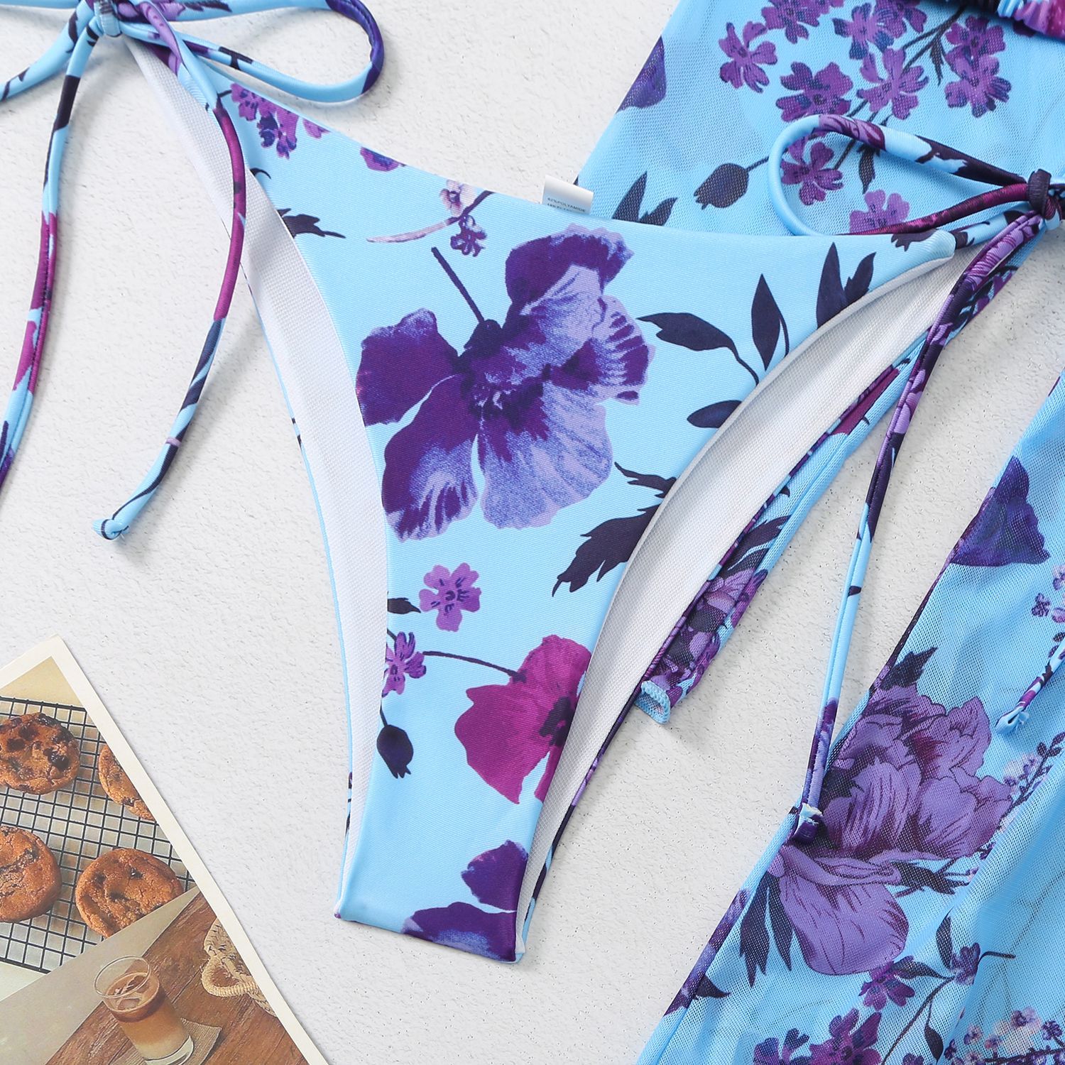 245g Weight Sexy Feel Of Sensation Low Waist Panties Waist Bikini Panties Style Bra&Panty Set Bra Category Polyester Fabric Type 3 Pieces Set Quantity Swimming Pool, Beach Occasion Tropical Pattern Triangle Cup Bra Cup Women's Gender Women's Tropical 3 Pieces Set Bikinis Swimwear 25