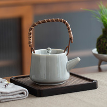 日式煙灰釉小茶壺側把提梁壺單壺功夫茶具家用過濾簡約陶瓷泡茶壺