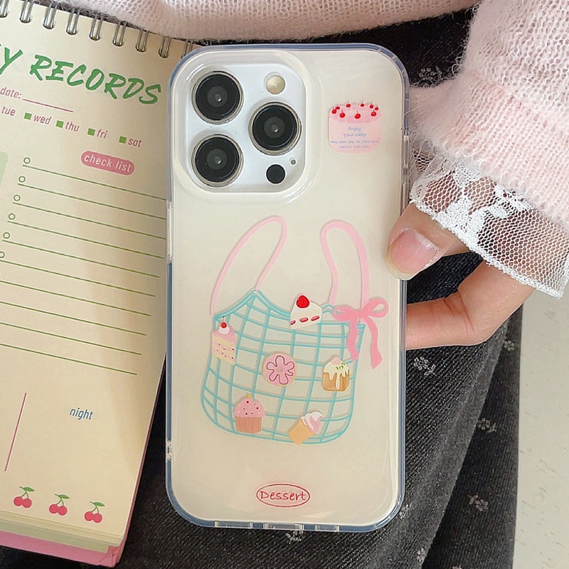 Bolsa de compras de postres de nicho personalizada para Apple 15Pro Girl 16ProMax funda para teléfono móvil 14/13 Cadena 15