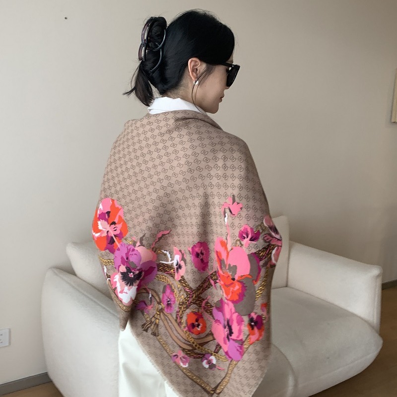 Écharpe em seda estampada para mulher, lenço quadrado algodão linho_voghion.com