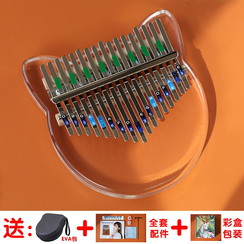 Thumb Kalimba (Kalinba) 17- or 21-Note Transparent Crystal, Beginner Finger Piano