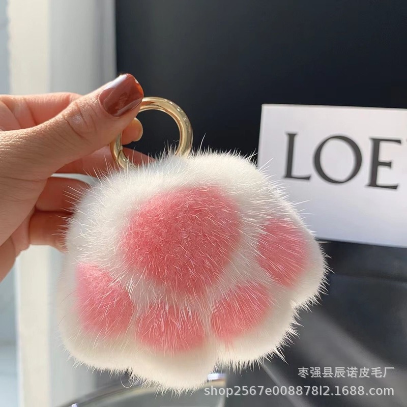 猫爪毛绒挂件仿真獭兔毛猫爪包挂件创意车钥匙扣情侣书包挂饰玩偶|undefined