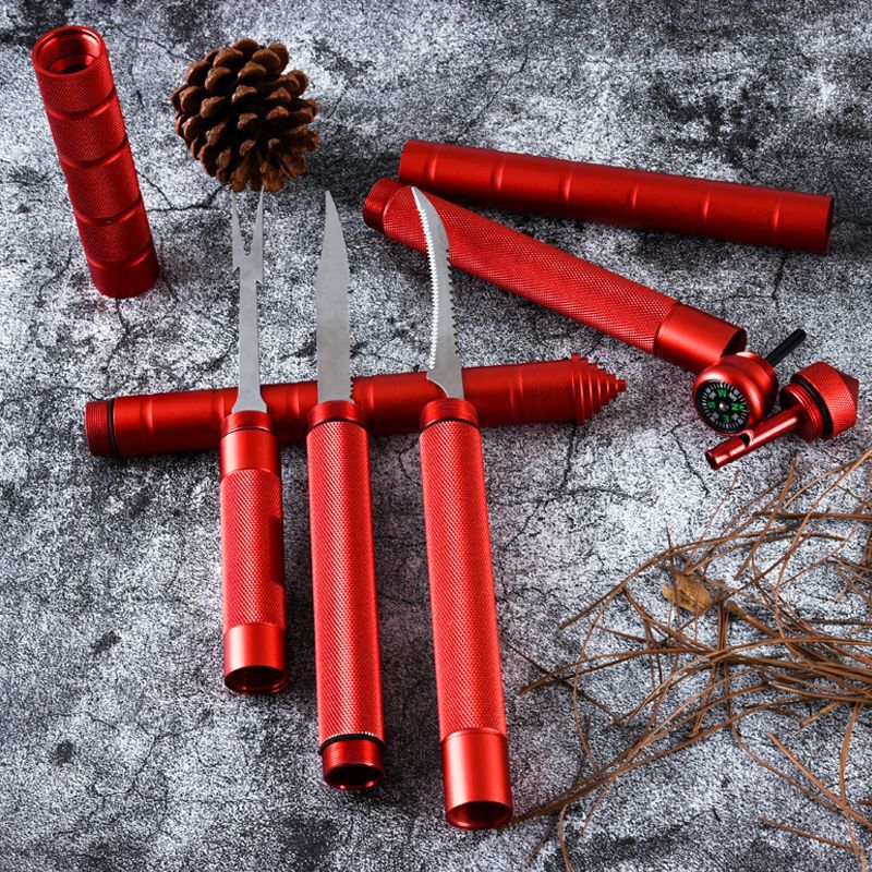 Werkzeuge Wandern Auto-montiert Walking Klettern Abenteuer Trekking Pole Outdoor Stick Kompass Edelstahl Klapp_voghion.com