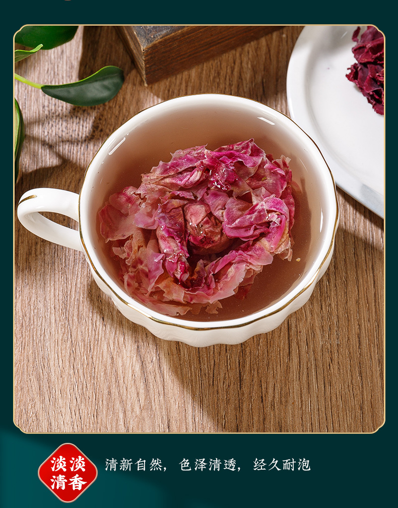 Mo Hong Rose Dried Flower Tea (Rosa spp.) — First-Harvest Large Buds, Sulfur-Free, 40g in use
