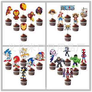 Cartoon anime Naruto one piece Iron Man series cake decoration card insertion single-sided printing factory wholesale