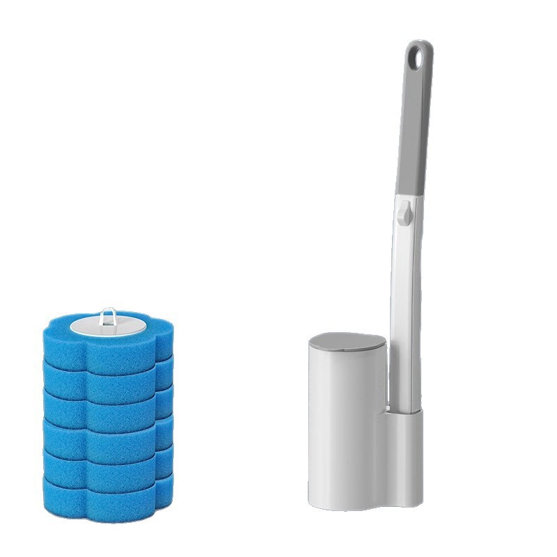 使い捨てトイレブラシ壁掛け式家庭用トイレブラシスポンジ交換ヘッドセットベース付き|undefined