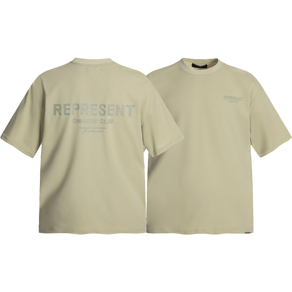 High Street REPRESENT Impresión de letras minimalistas desgastado retro lavado hombres y mujeres sueltos camiseta casual de manga corta marea