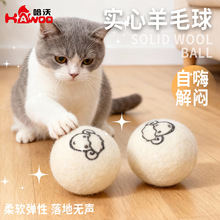 小猫玩具实心羊毛球5cm 猫咪耐咬不烂毛绒球幼猫自嗨玩具逗猫球