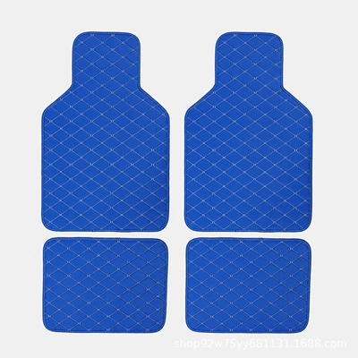 Universal Foot Pad – car leather floor mats - blue-protruding-head-four-piece-set