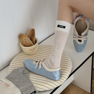 Boneless socks miu ballet style thin calf socks women's solid color ins stockings piled socks with small leather shoes