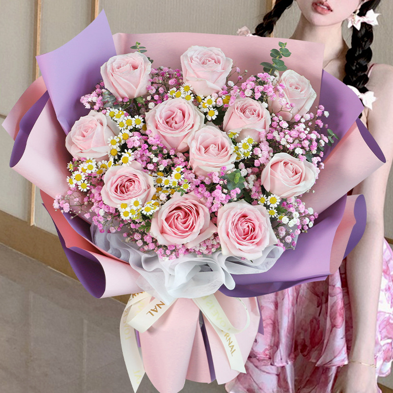 【스릴】핑크색과 보라색 아기의 숨결 꽃다발