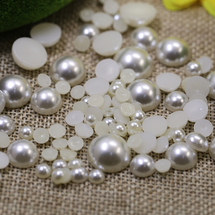 Abs Semi-Circle Imitation Pearl Patch Non-Porous Half-Sided Pearl DIY Pearl Material Beads 8mm Hair Accessories DIY Jewelry Accessories