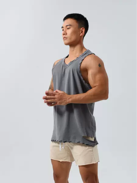 Men's sports quick-drying stretch vest sleeveless basketball ripped loose summer outdoor running casual fitness fashion brand