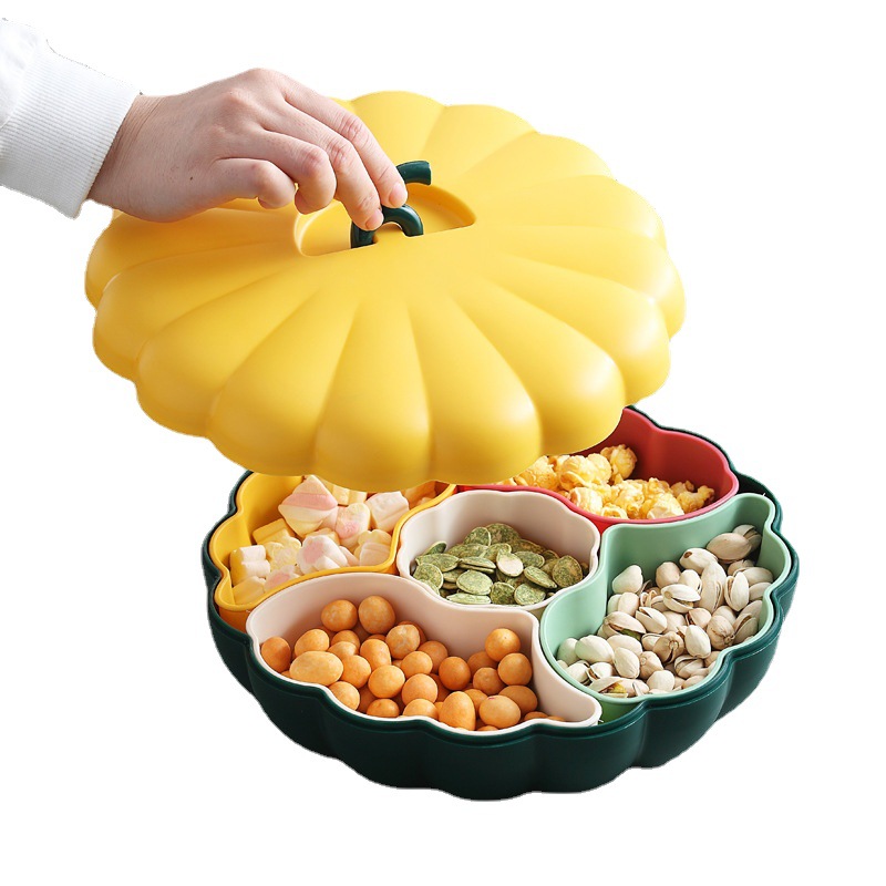 Creativo plato de fruta de calabaza vacaciones sala de estar mesa de café caja de dulces hogar caja de fruta seca año nuevo snack caja de almacenamiento con tapa image 6