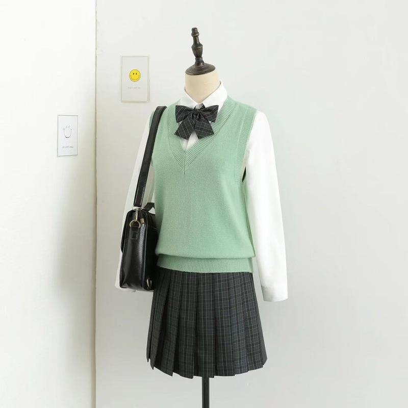 JK 制服セーターカーディガン卸売ベーシックジャケット女性の秋と冬のカレッジスタイルニットセータージャケット V ネック|undefined