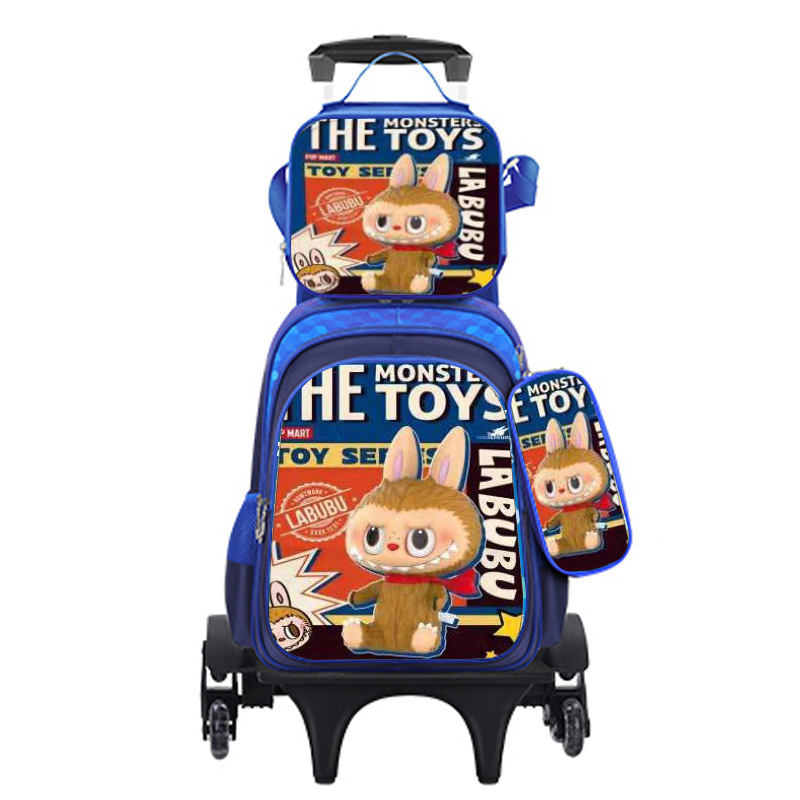 Export Trolley Mochila mochila con luz en la parte posterior para estudiantes de primaria de grado 1-6 nueva mochila de nailon de gran capacidad para subir escaleras