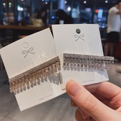韓国風ラインストーン付きリボンフリンジヘアピン、インスタ映え、おしゃれで可愛い、上品な前髪クリップ、サイドクリップ、ラインストーン付きヘアアクセサリー