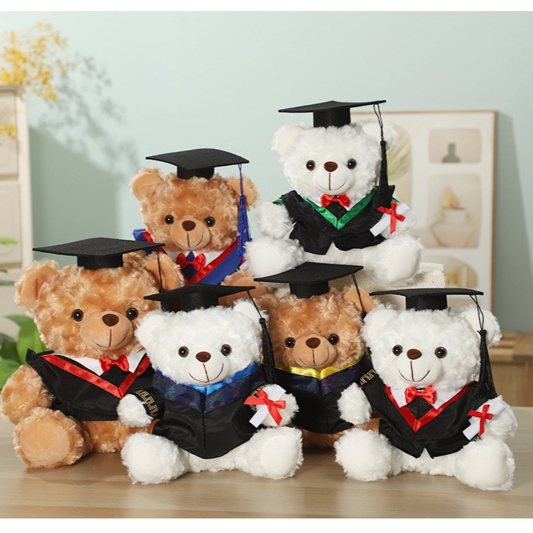 Graduation Doctor Bear Puppy se puede imprimir logotipo maestro de licenciatura Teddy Bear muñeca regalo de graduación