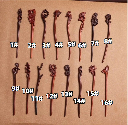 Zitan wood hairpin in ancient style, carved Chinese hairpin, sandalwood hairpin holder, Hanfu accessory, ancient hair ornament