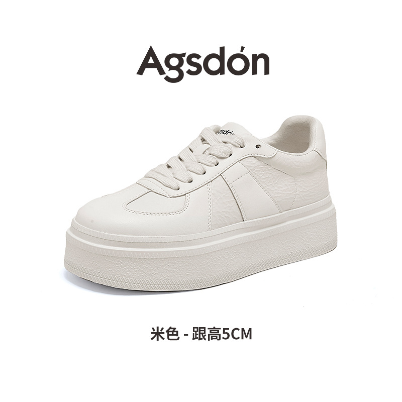 Augustion White Shoes Mujer 2025 Nuevo verano casual plataforma blanca zapatillas deportivas retro clásicas