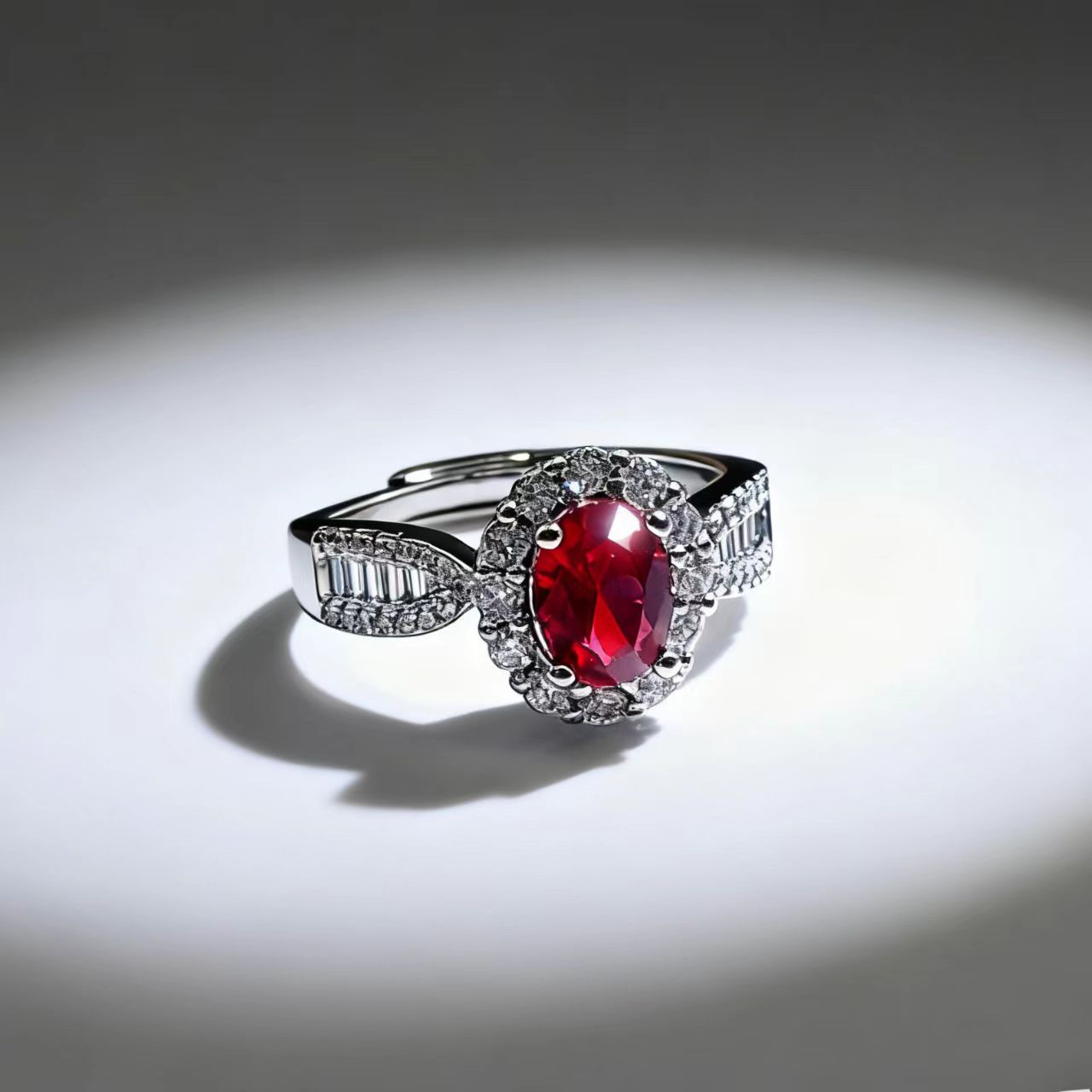 New Jewelry: Egg-shaped Cultivated Ruby Ring, Niche High-end Colored Gemstone Red Corundum Open Ring_voghion.com
