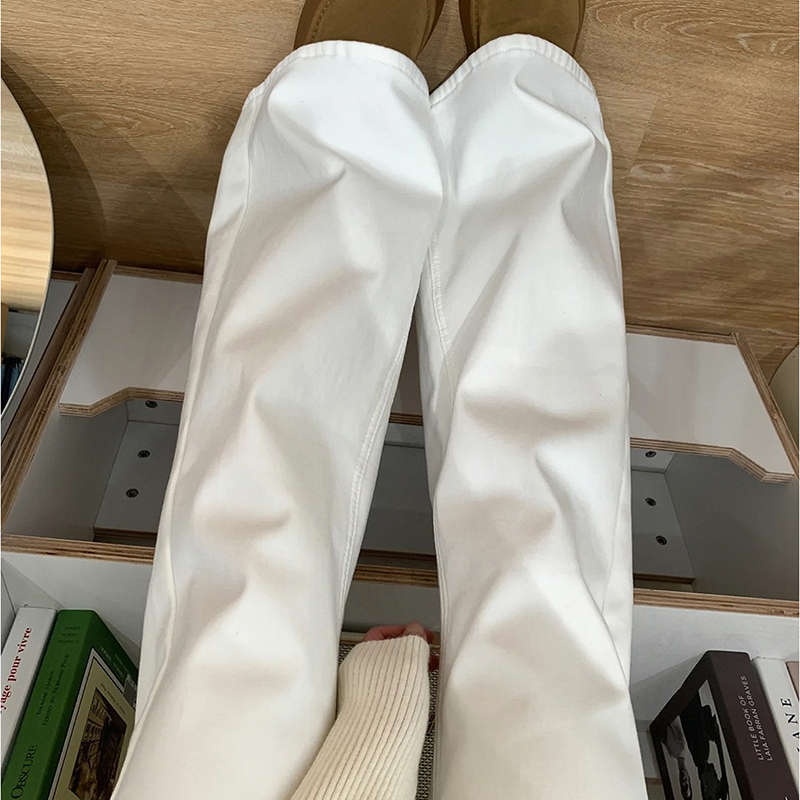 White Flared Jeans for Women, Spring Style, White Pants for Women, Summer Wide-Leg Loose Fit, Straight-Leg Flared Pants for Women