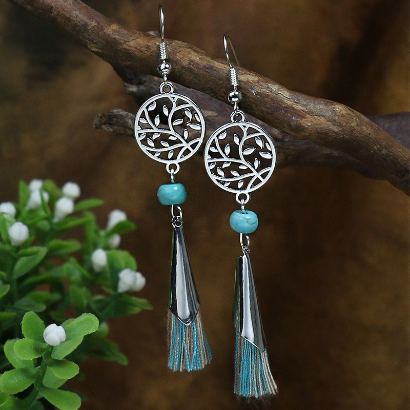 1 Paire Style Ethnique Géométrique Placage Alliage Turquoise Boucles D'oreilles display picture 7