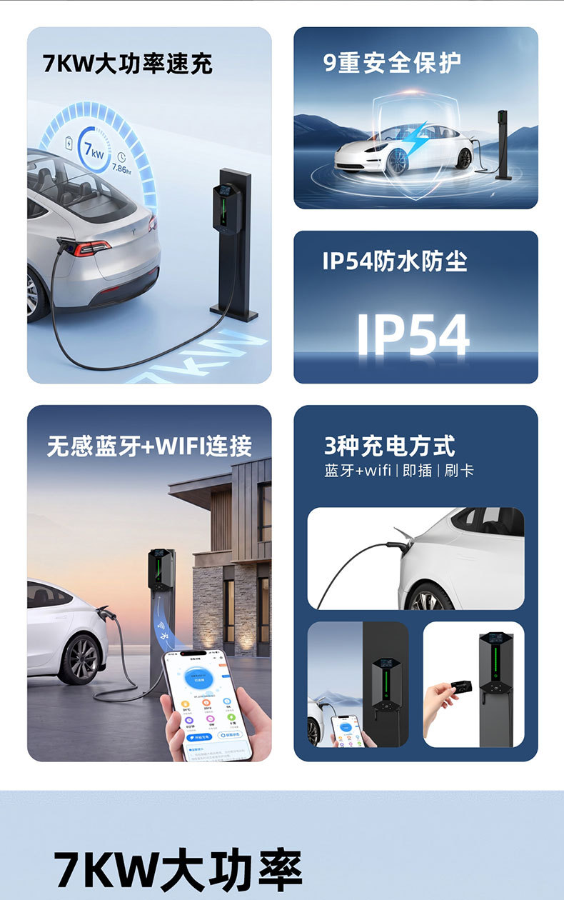 European standard new energy electric vehicle charging station, wall-mounted/pole-mounted, for home use, European standard, foreign trade