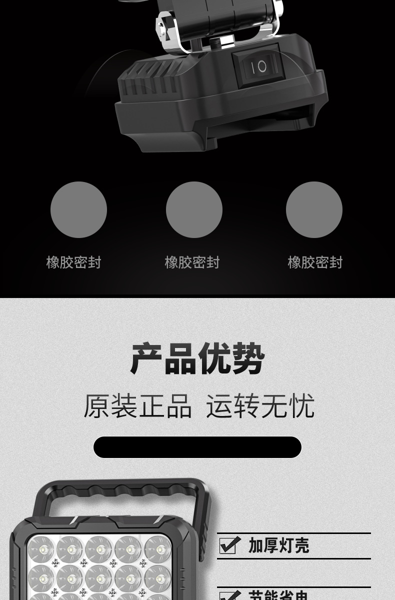 Handle-type LED work light 21V tool battery rechargeable outdoor lighting light for construction site, home decoration, emergency maintenance light