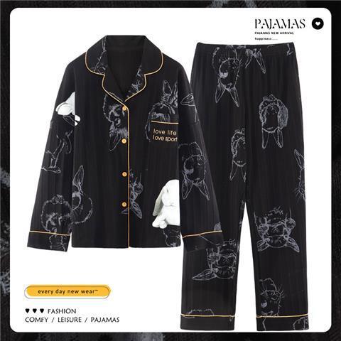 2023 nuevo pijamas mujeres primavera y otoño manga larga 100% algodón ins estilo hogar servicio más traje