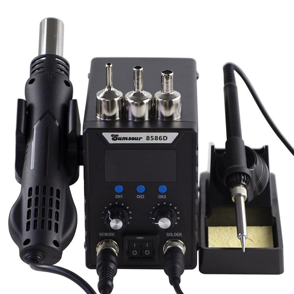 8586D升级款 双数显电焊台热风枪电烙铁休眠焊接维修工具