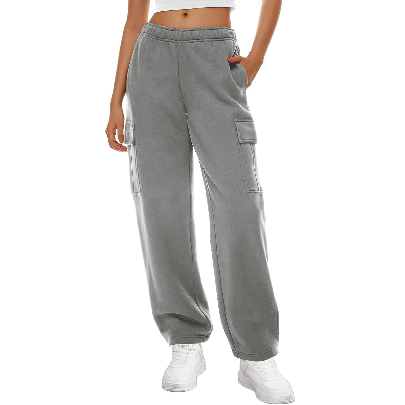 El comercio exterior de otoño e invierno de las mujeres pantalones de chándal de pierna ancha nueva cintura elástica suelta overoles casuales populares SU3570 image 6