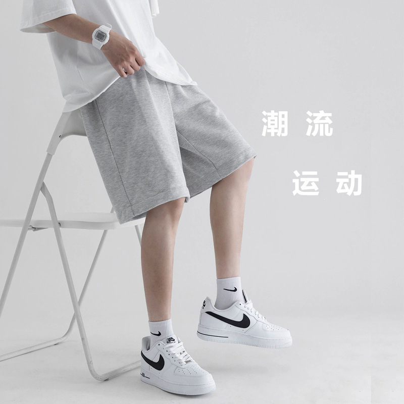 Pure Cotton Gray Shorts for Men, Summer Trendy Brand Loose Casual Straight-Leg Five-Point Pants, Sports Sweatpants, Over-The-Knee Basketball Pants Pure Cotton Gray Shorts for Men, Summer Trendy Brand Loose Casual Straight-Leg Five-Point Pants, Sports Sweatpants, Over-The-Knee Basketball Pants