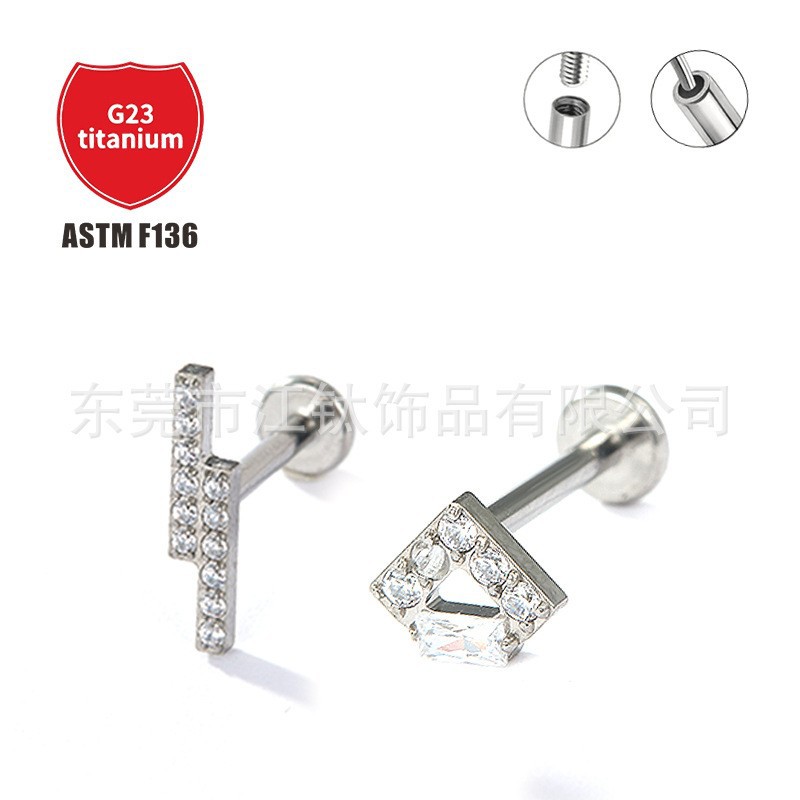 Pointed titanium steel lip stud product view