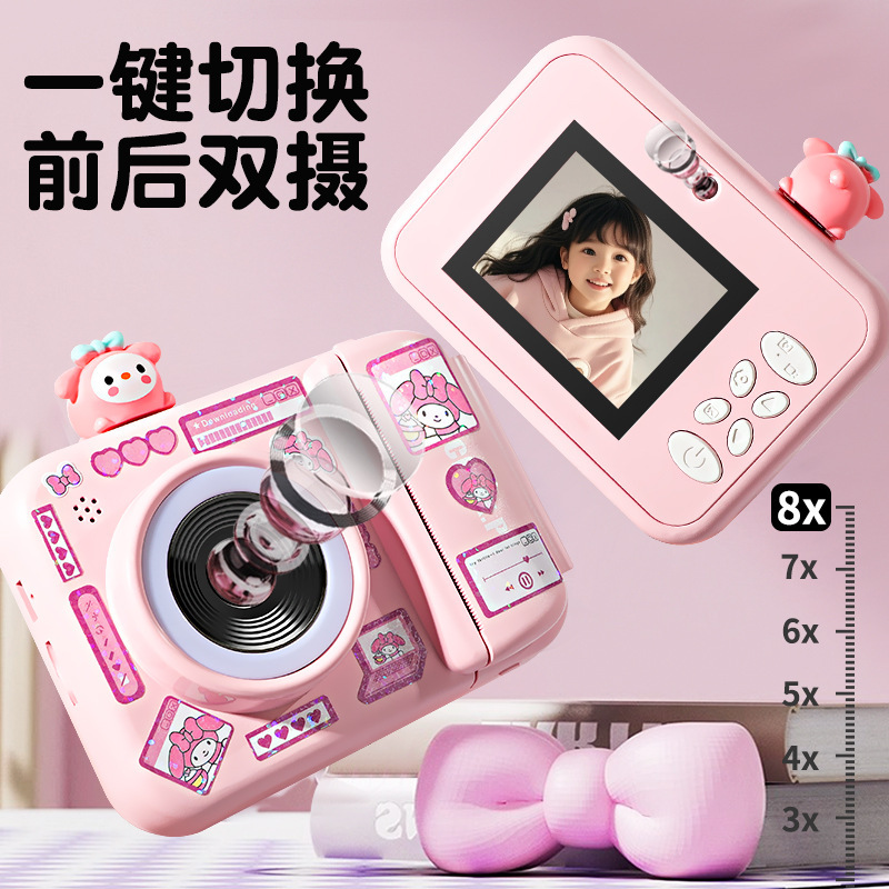 工場直販子供用ポラロイド印刷可能なカラーカメラ写真とビデオおもちゃ高精細デュアルカメラ男性|undefined