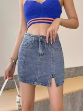 牛仔短裙女2024夏季辣妹高腰显瘦a字半裙百搭包臀裙子潮流牛仔裙