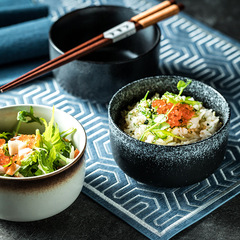 Ceramic Bowl 4.5-inch Japanese Soup Bowl Commercial Retro Straight-sided Face Salad Bowl Baking Deep Bowl Fa Hai Bowl Household Use