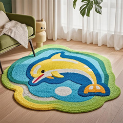 漫画かわいいイルカルーム寝室リビングルーム装飾模造カシミヤカーペット汚れ防止防塵ベッドサイドブランケットドロップシッピング