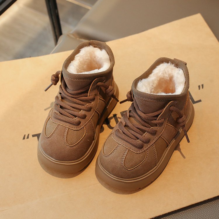 Girls' Snow Boots 2025 Winter New Children's Cotton Shoes Kapibara Big Toe Fleece Lined Thickened Parent-Child Loafers_voghion.com