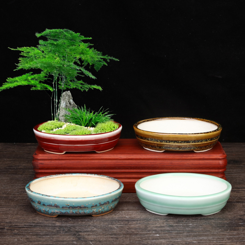 Ceramic Creative Small Flower Pots, Succulent Glazed Pots, Office Desk Oval Plant Pots, Green Plant Bonsai Pots, Cross-Border Factory Wholesale Ceramic Creative Small Flower Pots, Succulent Glazed Pots, Office Desk Oval Plant Pots, Green Plant Bonsai Pots, Cross-Border Factory Wholesale