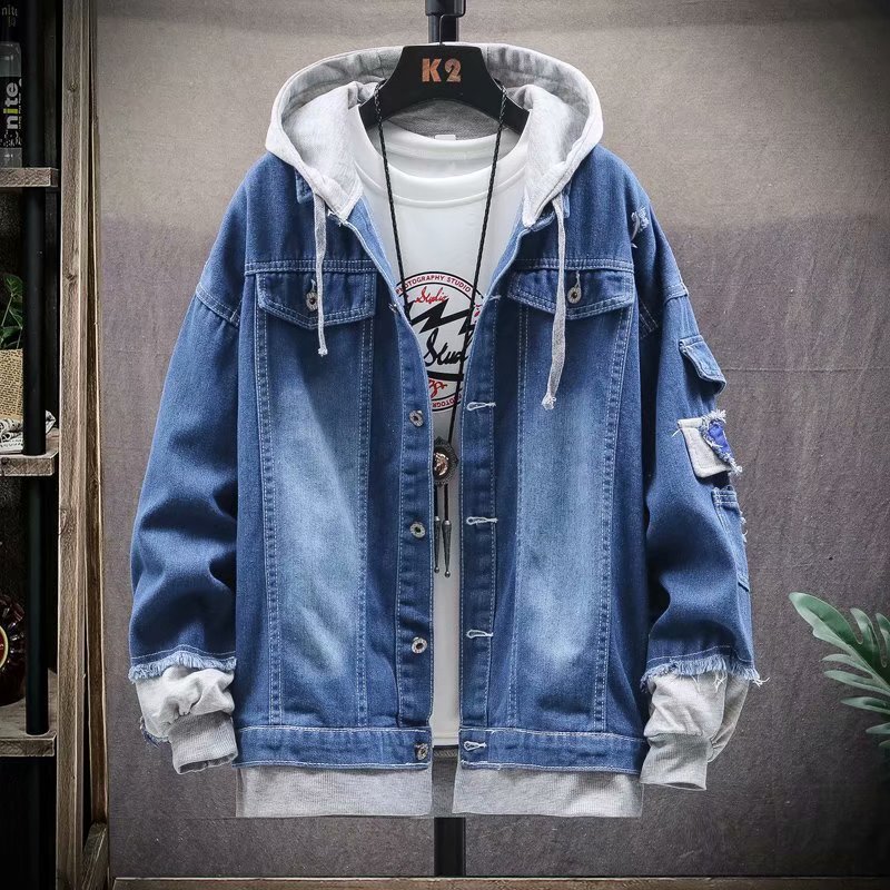 Denim Jacket Men's Spring and Autumn New Hong Kong Fashion Student Loose Handsome Workwear Casual Men's Jacket Top Denim Jacket Men's Spring and Autumn New Hong Kong Fashion Student Loose Handsome Workwear Casual Men's Jacket Top