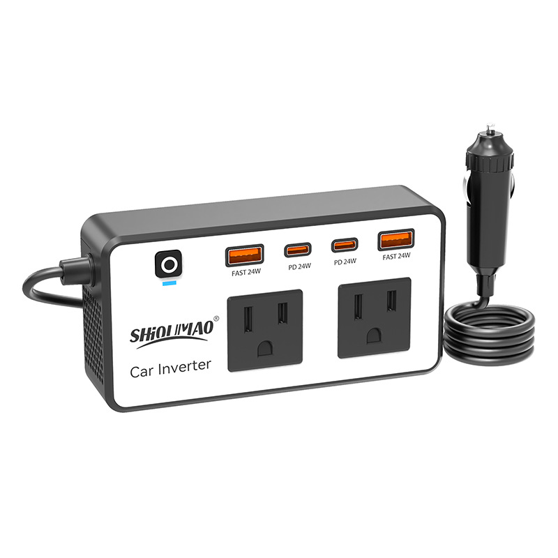 Comercio exterior 200W inversor automotriz 110v / 220V enchufe de gauge general con puerto C inversor automotriz de carga rápida con pantalla digital