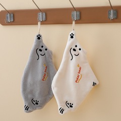シロクマの手拭きタオル 吸水性が高く、乾きやすい、厚手の子供用ハンカチ、コーラルベルベット、柔らかく、吊り下げ可能、かわいい小さなタオル