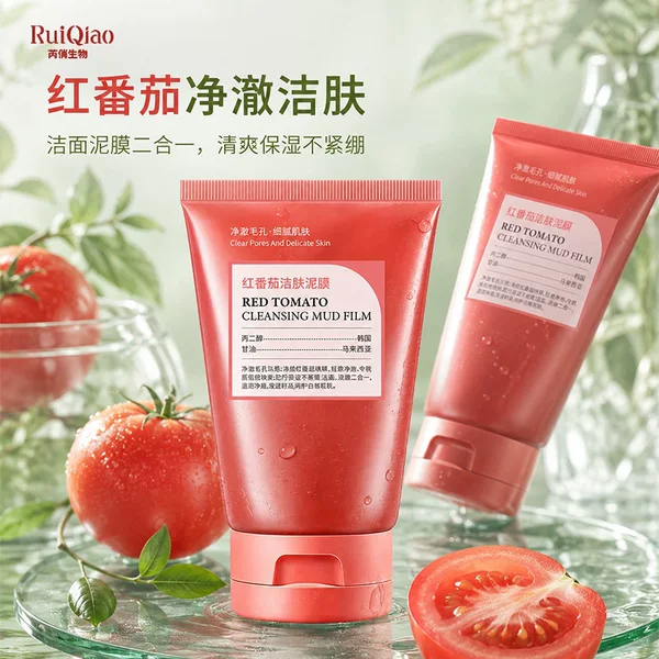 Ruiqiao Red Tomato Cleansing Mud Mask: Removes pore impurities, leaving skin smooth, refreshed, and moisturized without any tightness