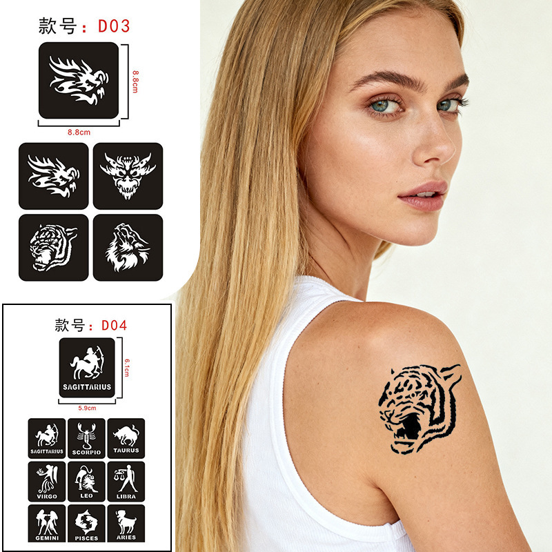 Semi-Permanent Tattoo Template Album, Hollow Tattoo Embroidery Spray Painting Large Picture, Henna Juice Handmade Tattoo Stickers, Personalized Trendy Style Semi-Permanent Tattoo Template Album, Hollow Tattoo Embroidery Spray Painting Large Picture, Henna Juice Handmade Tattoo Stickers, Personalized Trendy Style