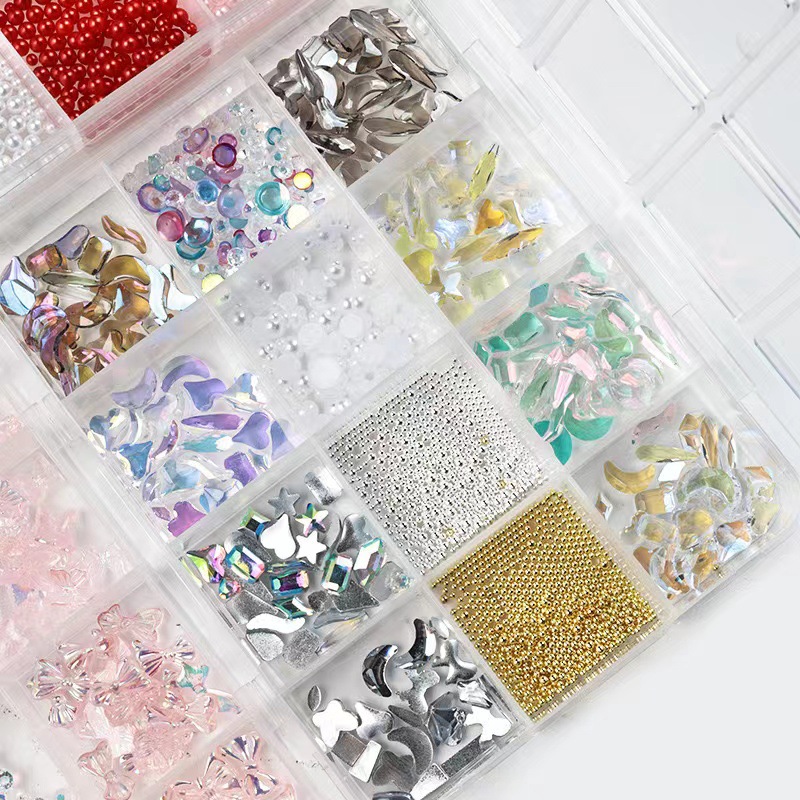 Explosión 3D aurora estereoscópica corbata de mariposa flores joyas de manicura resina roja red taladro plano accesorios de perlas semicirculares