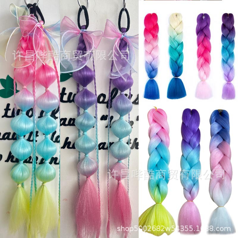 Three-color four-color five-color gradient chemical fiber high temperature silk big braid jumbo braid bubble braid hair braid material Three-color four-color five-color gradient chemical fiber high temperature silk big braid jumbo braid bubble braid hair braid material