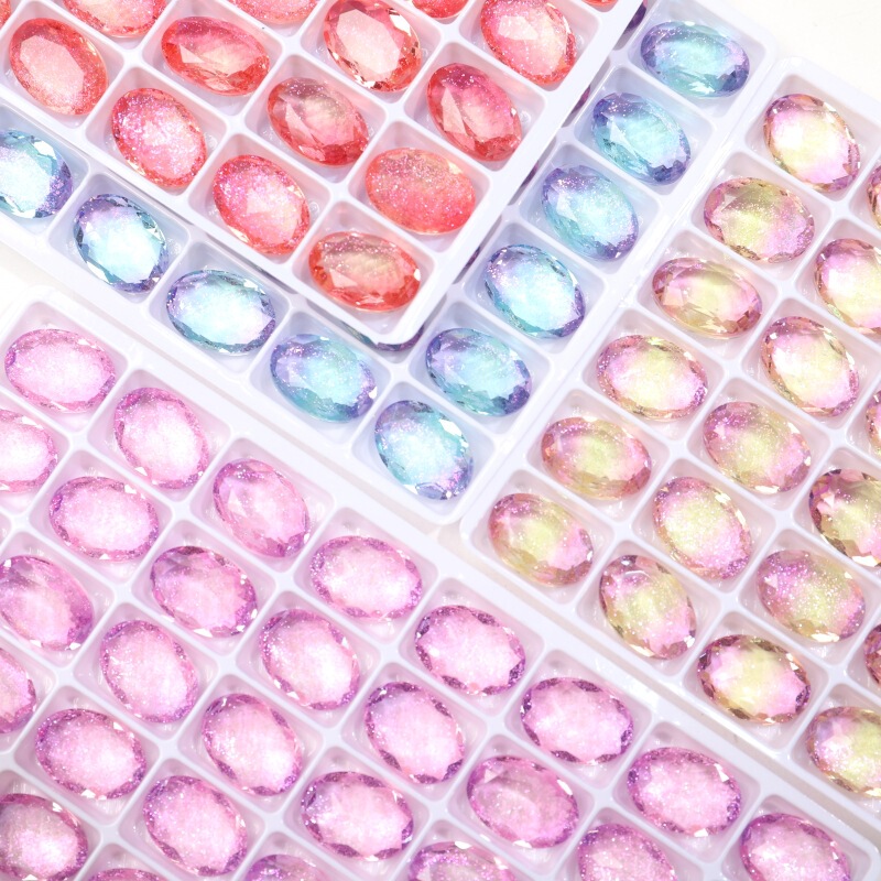 10*14MM denier tourmaline drill glass nail drill wholesale pigeon egg gradient colorful pointed bottom drill flash DIY drill